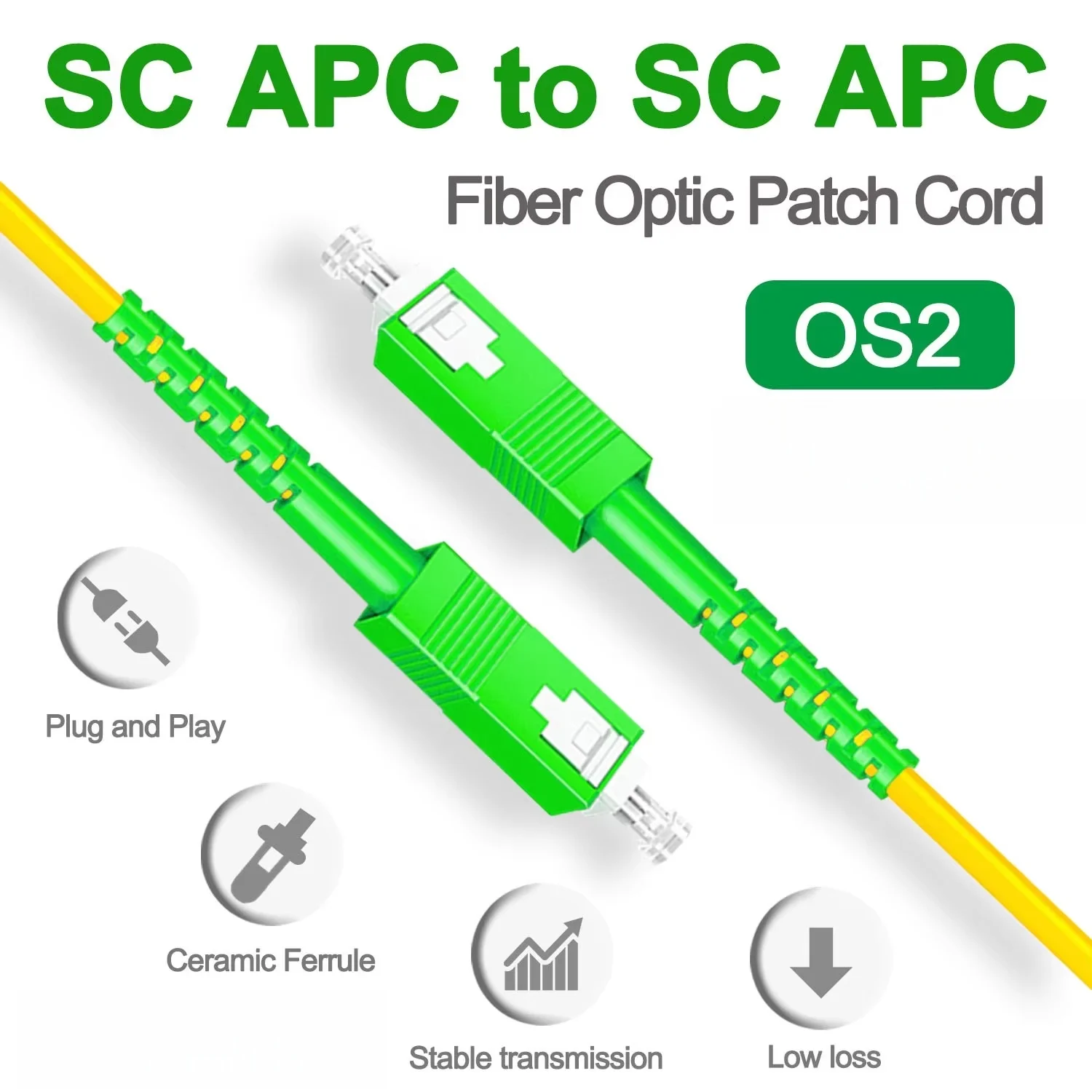 OS2 SC To SC APC Fiber Optical Patch Cable OS2 Cord Singlemode Simplex LZSH