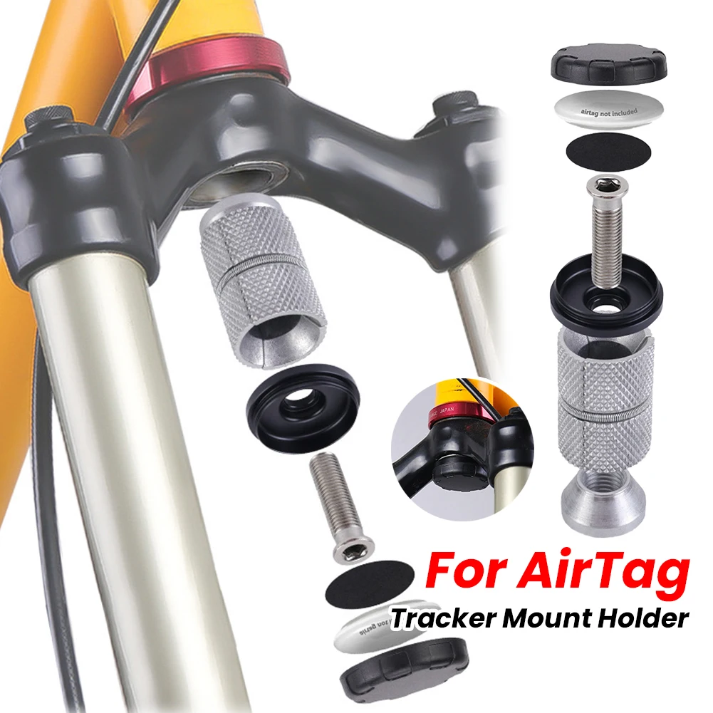 

Bike Headset Expansion Nut Hidden Ahead Fork Expander Headset Aluminum Alloy Bicycle Mount Protective Cover for AirTag