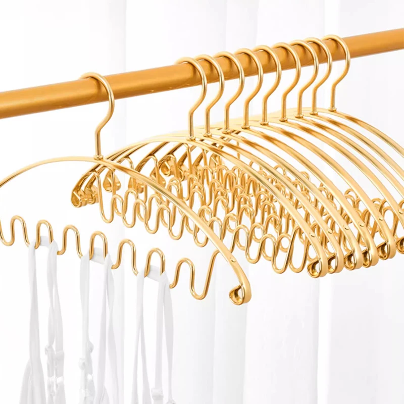 5pcs Wave Shaped Clothes Hanger Aluminum Alloy LDrying Hangers Scarves Sling Storage Rack Luxury Metal Hanger Wardrobe Organizer