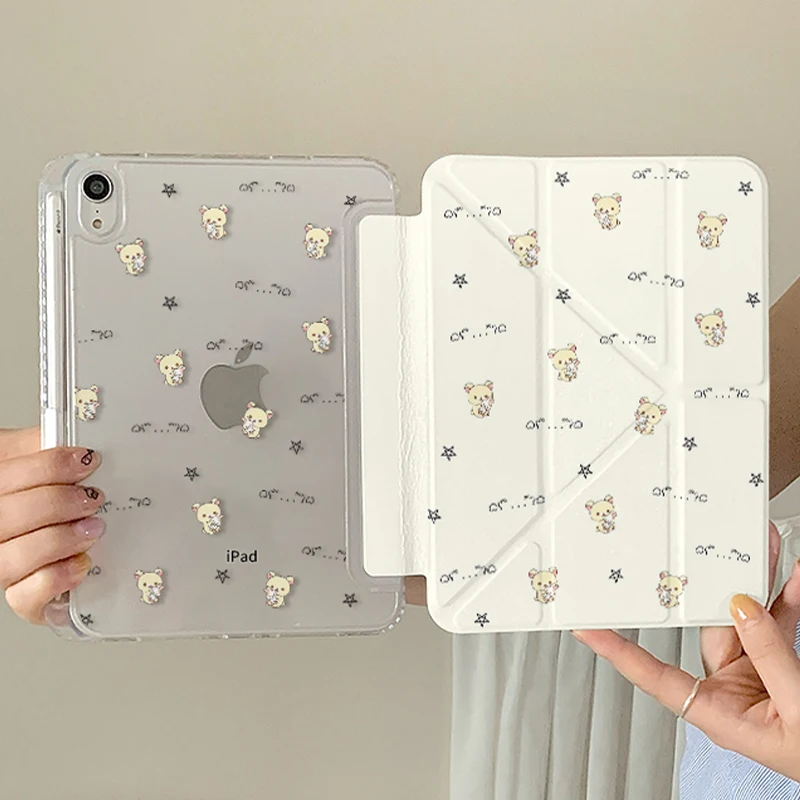 

Cartoon Star Cute Bear For iPad Pro 11 M2 M3 M4 M5 A16 2025 Air4 5 6 7 12.9/13/9.7/10.2/10.5/9.7in 5th 6th 7/8/9 10th 11th Cover