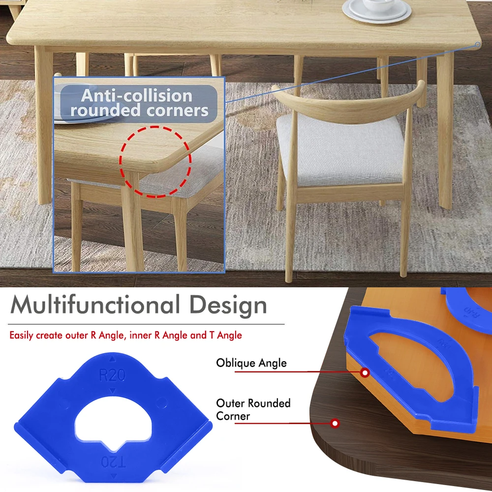 جديد 6 قطعة آلة تشذيب النجارة قالب الزاوية المستديرة مستقيم شطبة R/C الزاوية التشذيب تحديد المواقع قالب الوجه