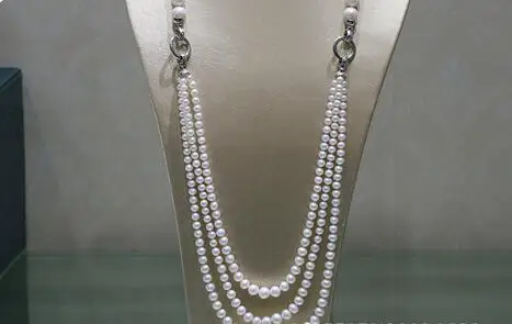 jewelry 4-5mm 9-10mm ADJUSTABLE white freshwater pearl Necklace, nearly round 925 silver