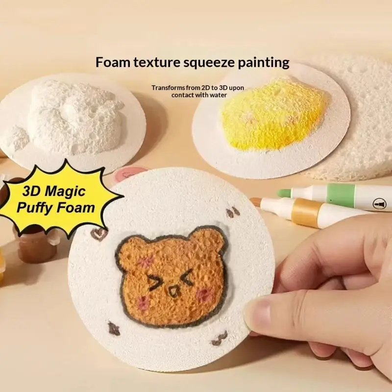 3D Magic Puffy Foam Texture Painting Paper Kids DIY Drawing Art Craft Sponge Canvas Board Educational Handicraft Toy view 3