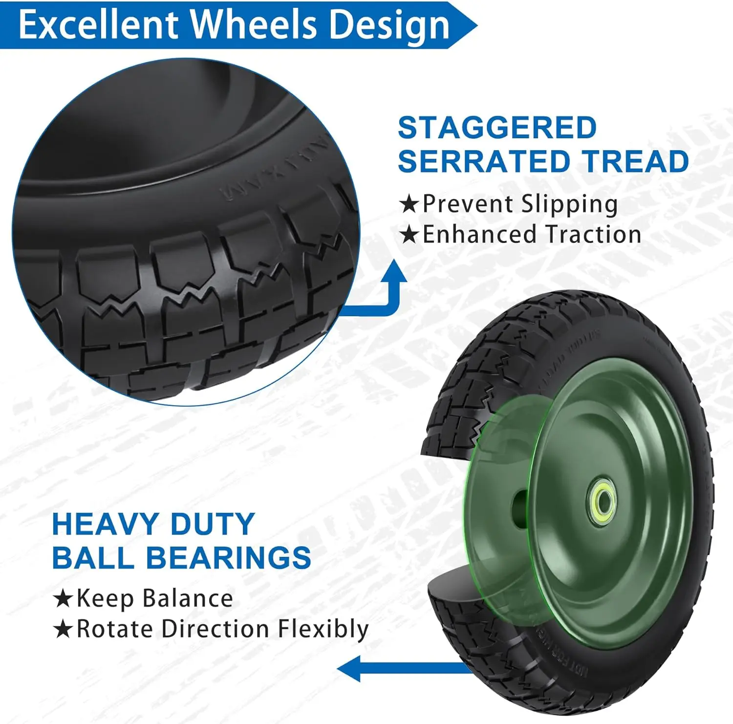 Rodas sólidas sem chapas de 13 polegadas, pneus 4.00-6 com furo de eixo, espaçadores e pinos para carrinho de mão, carrinho de jardim - pacote com 4