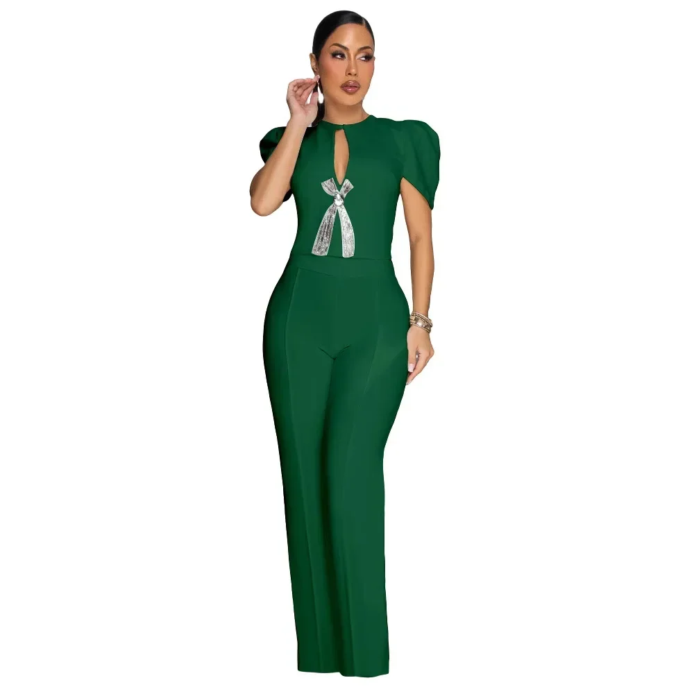 

Dashiki African Clothes for Women Summer Elegant African Short Sleeve O-neck Polyester Party Evening Long Jumpsuit Outfits 2025