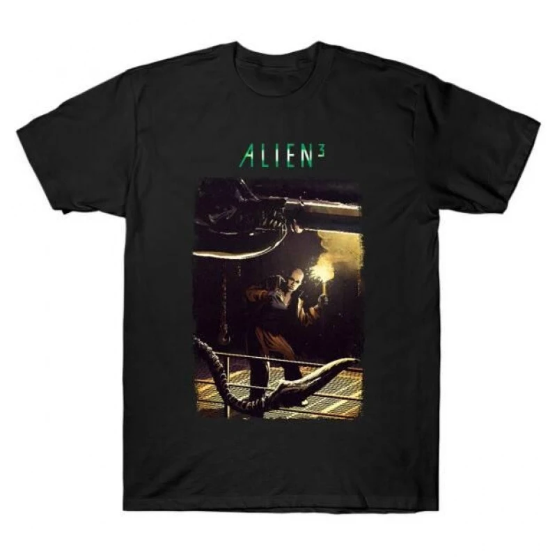 

Alien 3. Ripley and the Xenomorph Sci-Fi Gift T-Shirt Weyland LV-426 Horror movie printed Graphic clothes All size tops S-6XL