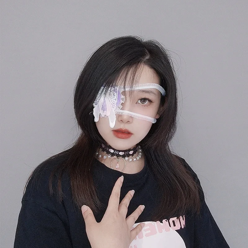 Lolita Gothic One Eye Maske Cosplay Anime Halloween Party Kostüme Prop Kostüm Weihnachten Dame Mädchen Herz Brillen Weihnachten Geschenke – Detail 11