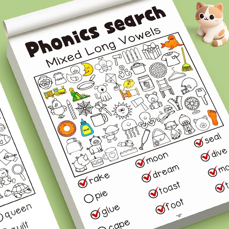 Libro di attività interattivo Quaderno di esercizi per corrispondenza e look dei colori Leggi e trovare fonetica Il libro da colorare con motivi corrispondenti