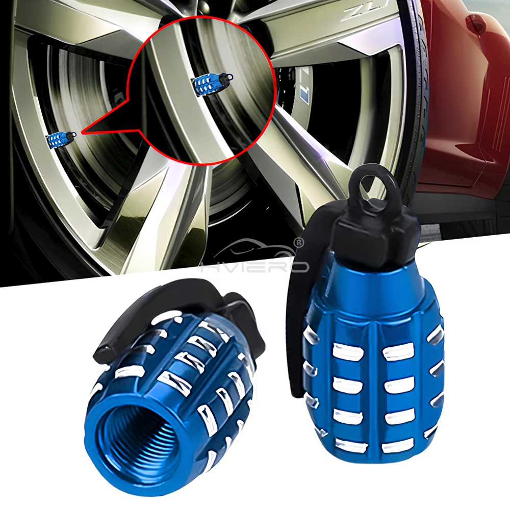 2Pcs Aluminum Car Tire Valve Cap Grenade Alloy Tyre Cover Air Dust  Truck Bike Wheel Rim Accessories Decoration Caps Tools Parts