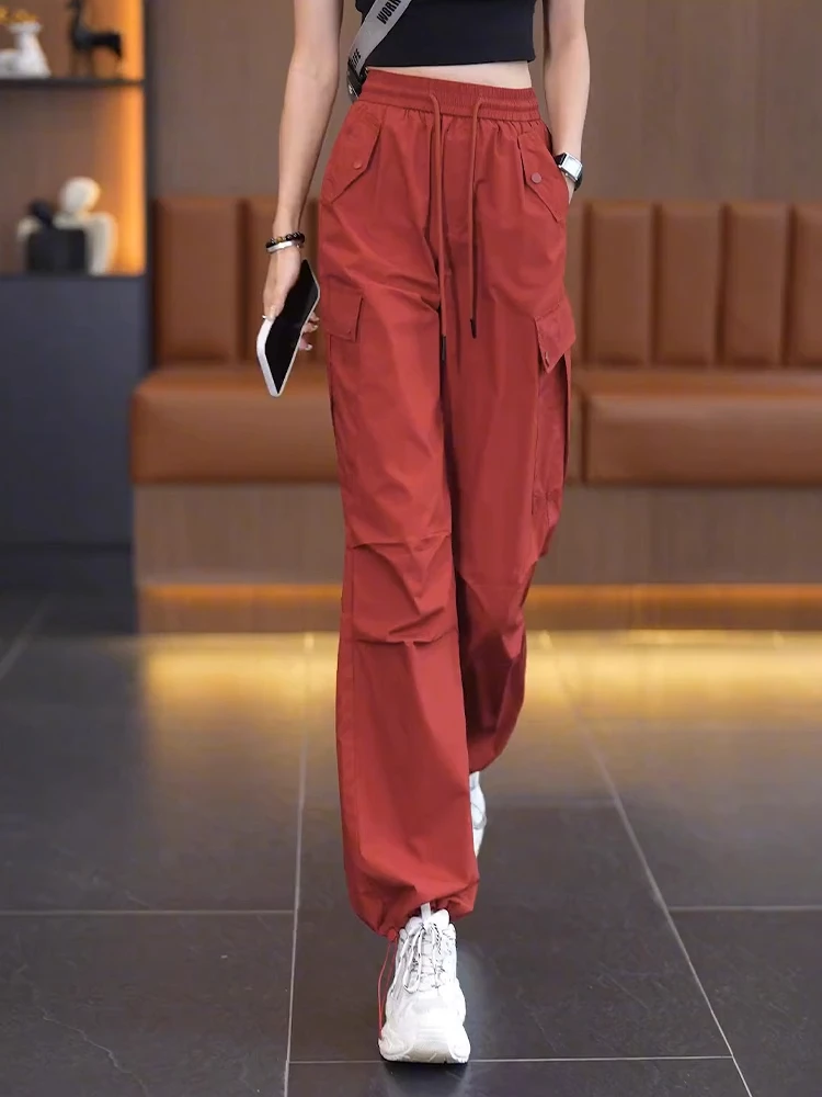 

Американские широкие брюки с высокой талией, женские весенне-осенние прямые брюки, такая же сухая рабочая одежда, повседневные брюки с высокой талией