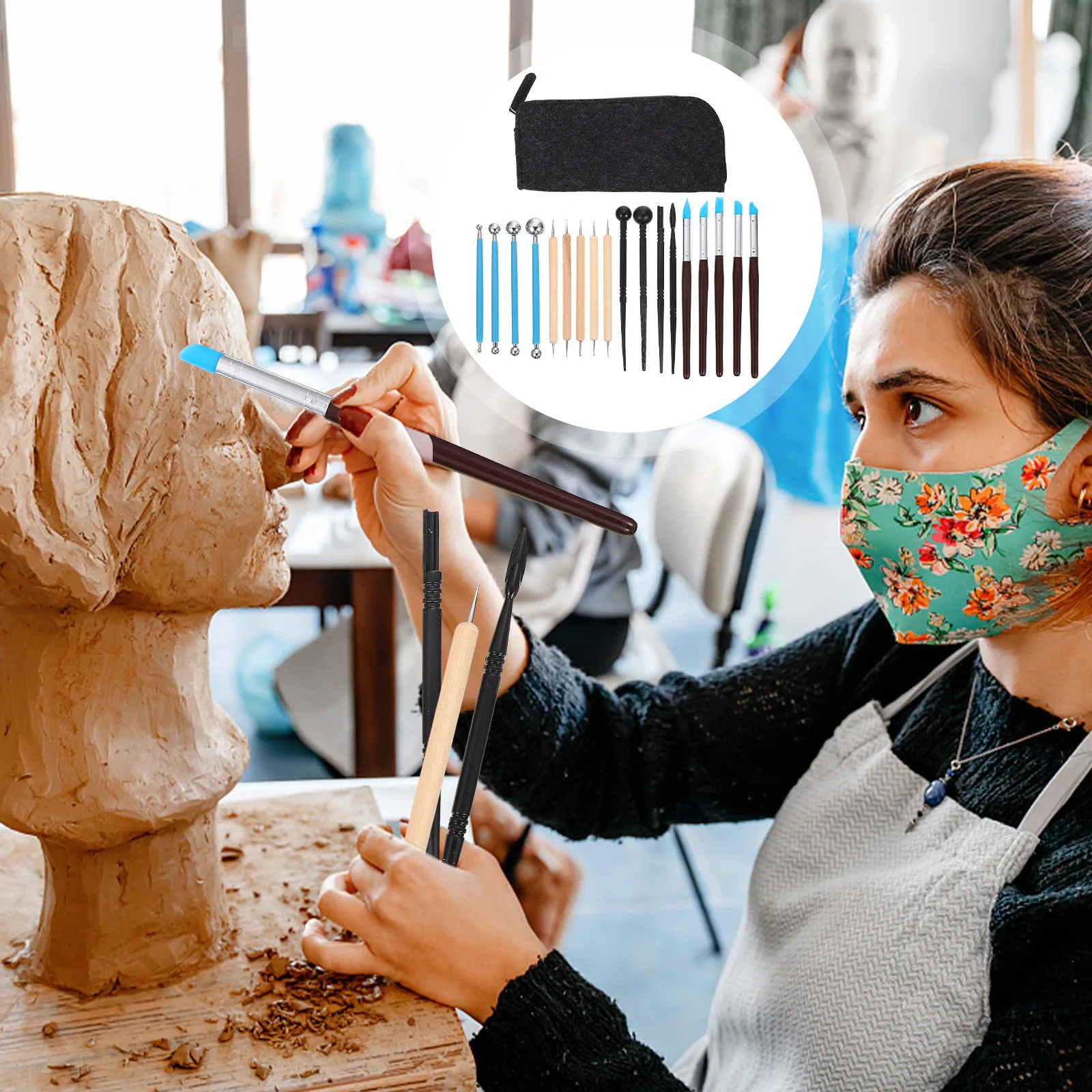 1 مجموعة بوليمر كلاي أدوات الطين النحت عدة الفخار نحت النمذجة نحت النحت DIY بها بنفسك أدوات حرفية الفخار النمذجة أداة #3