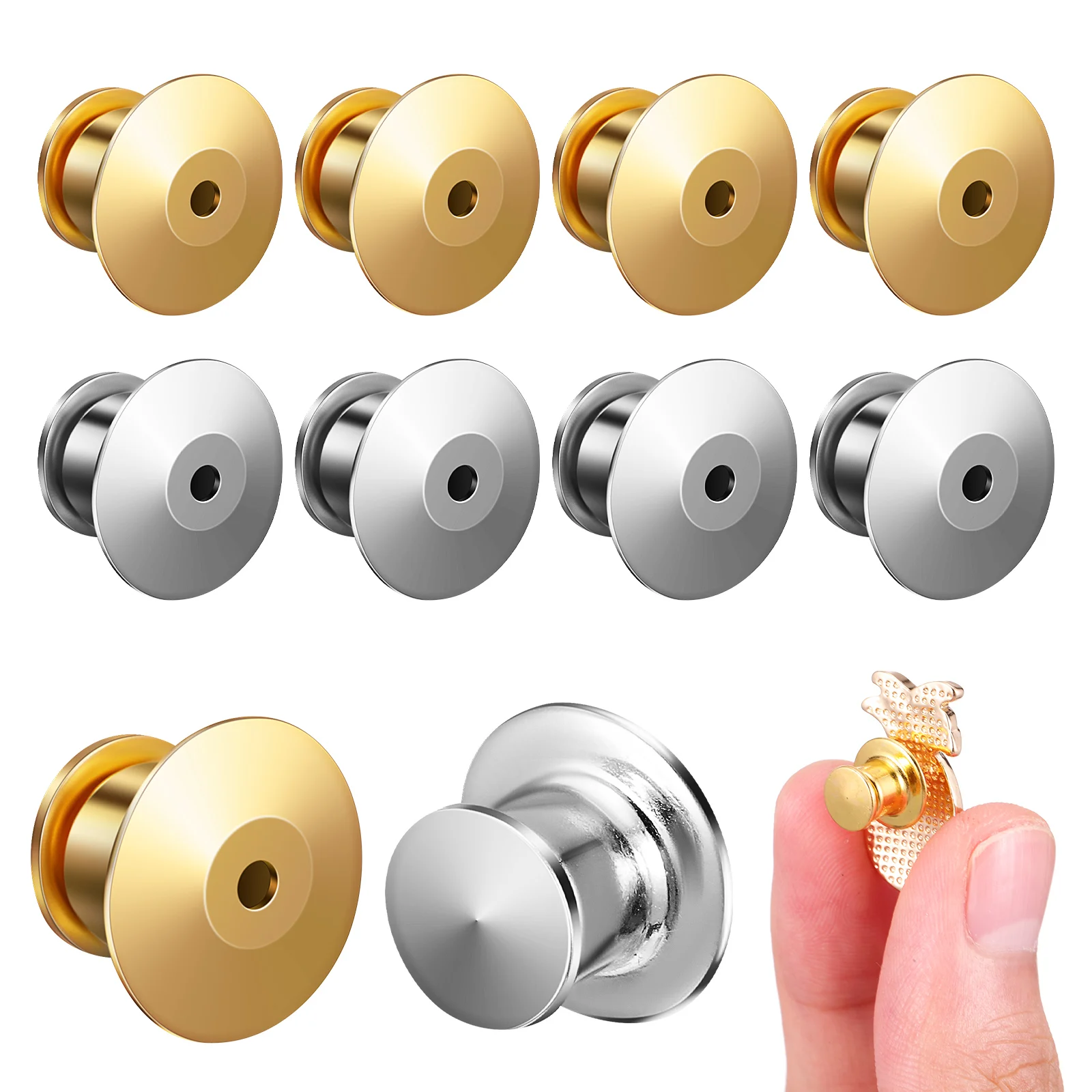 

10pcs Metal Pin Backs for Brooch DIY Crafts Gold Silver Pins Locking Enamel Pin Keepers Durable Lightweight Accessories
