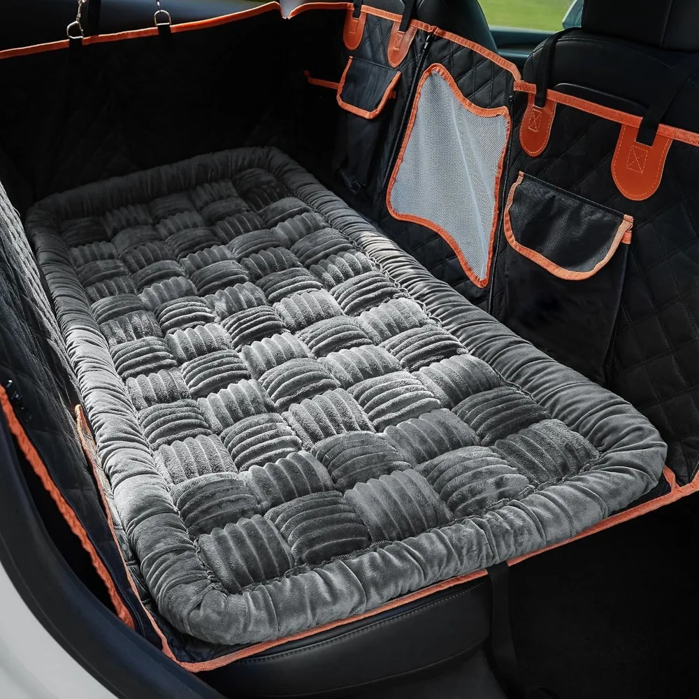 Backseat Pet Bed Mat,Dog Bed for Car,Fuzzy Dog Seat Cover for Car Back Seat, Non-Slip Travel Pet Mat, Fit for Backseat Extender
