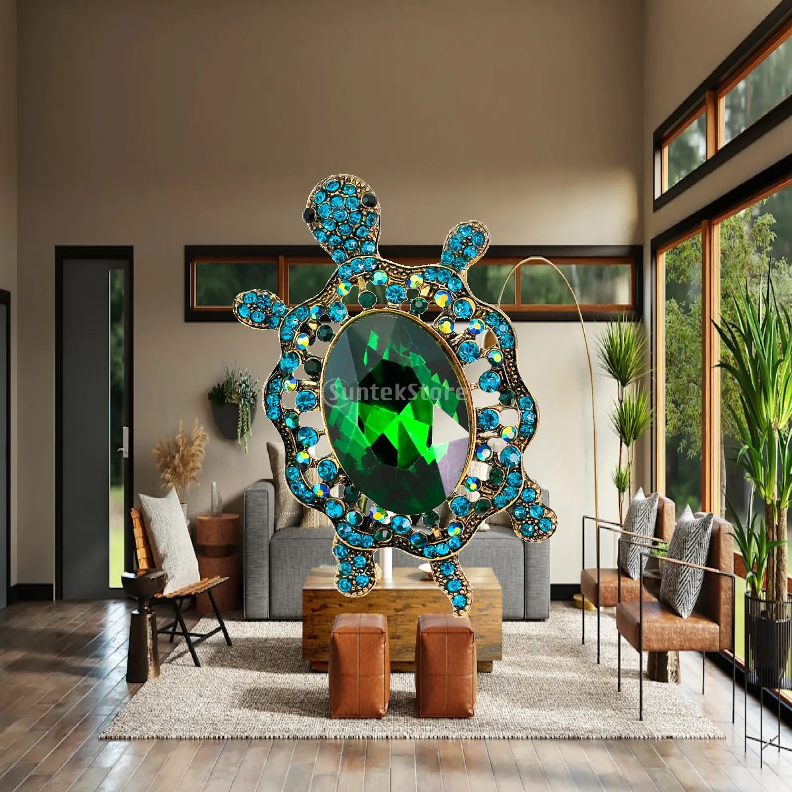 Tortoise Rhinestone Brooch Pin Brooch Decoration Jewelry Pin Accessories Jewelry for Women Blue Dress