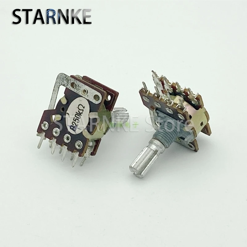 2PCS 16 Type A250K 8-Pin Dual A250K*2 With Tap Power Amplifier Audio Speaker Volume Adjustment Potentiometer Flower Shaft 20mm