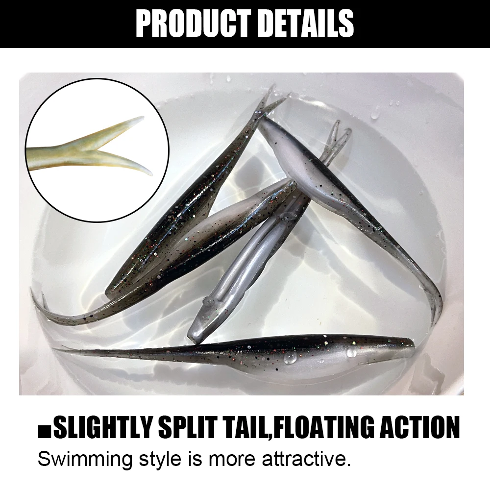 Spinpoler TPR Jerk Shad cola ligeramente bifurcada flotante Artificial de silicona Swimbait señuelo de Pesca para Zander Pike perca Bass Pesca