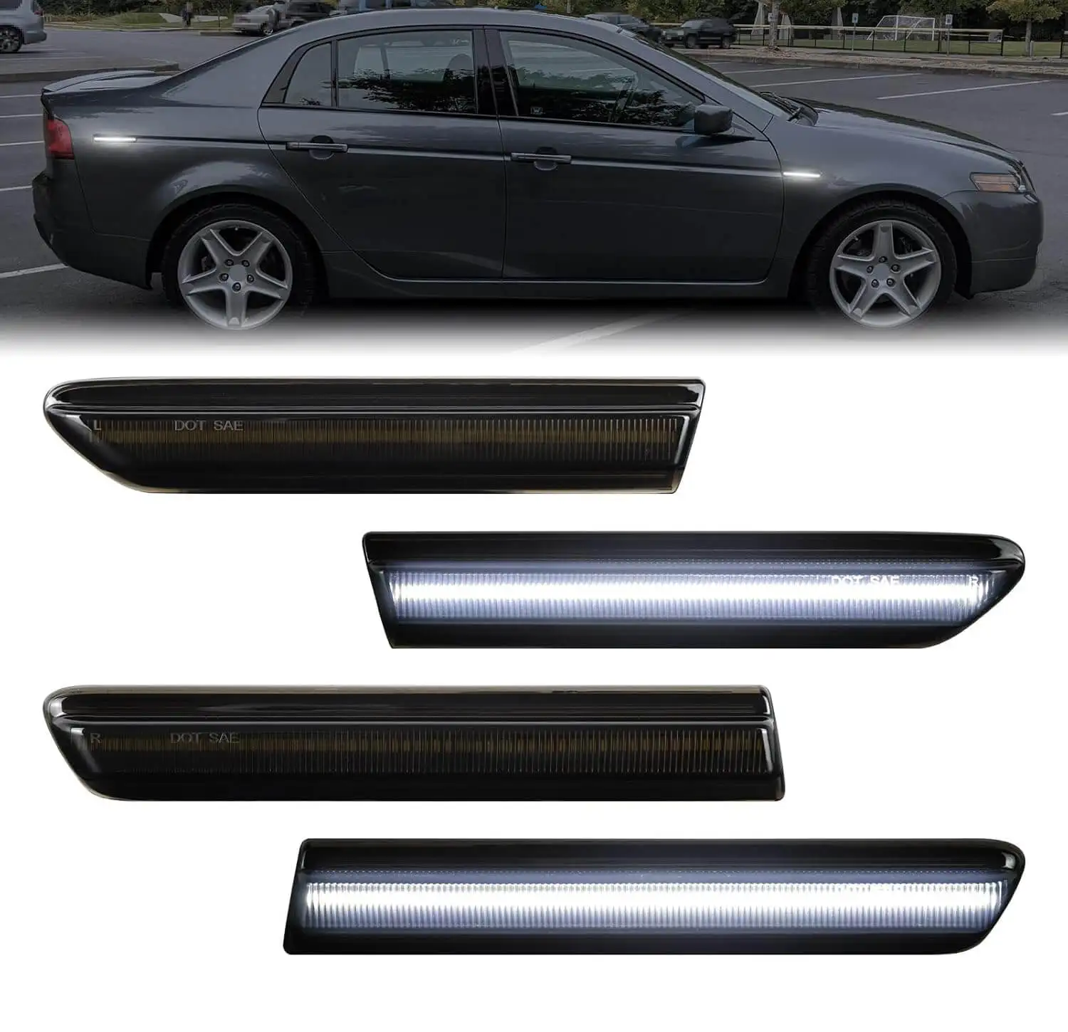

Для 2004-2008 Acura TL передние/задние боковые габаритные фонари, светодиодный индикатор крыла, указатель поворота, замена OEM боковой габаритный фонарь