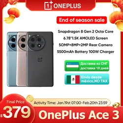 Oneplus ACE 3 5G Global Rom Snapdragon 8 Gen 2 6.78'' 1.5K 120Hz AMOLED Display Screen 5500mAh Battery 100W SUPERVOOC Charge