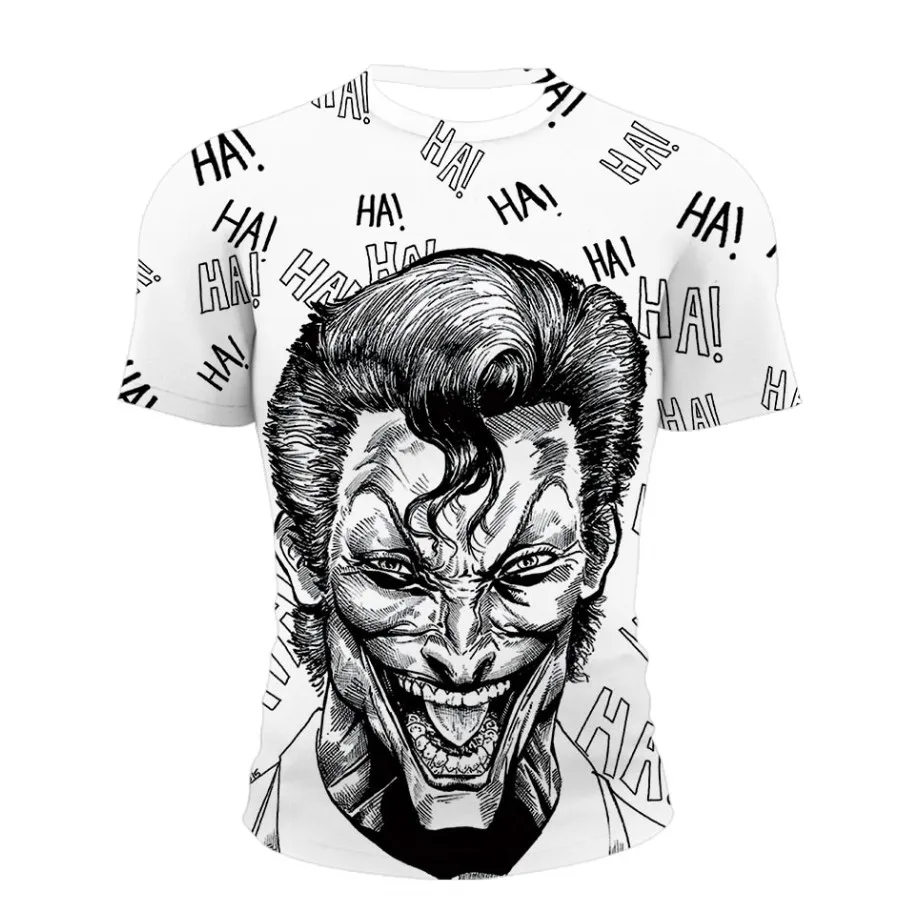 

2025 Summer Clown White Joker 3D Printed T Shirt Men Size S-4XL