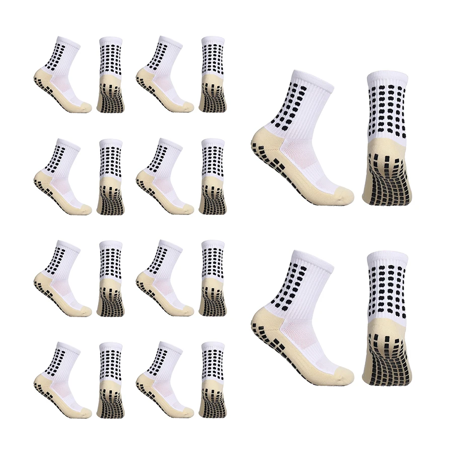 10 pairs of men's thick football socks with anti slip grip pads and football basketball socks, suitable for multiple sports