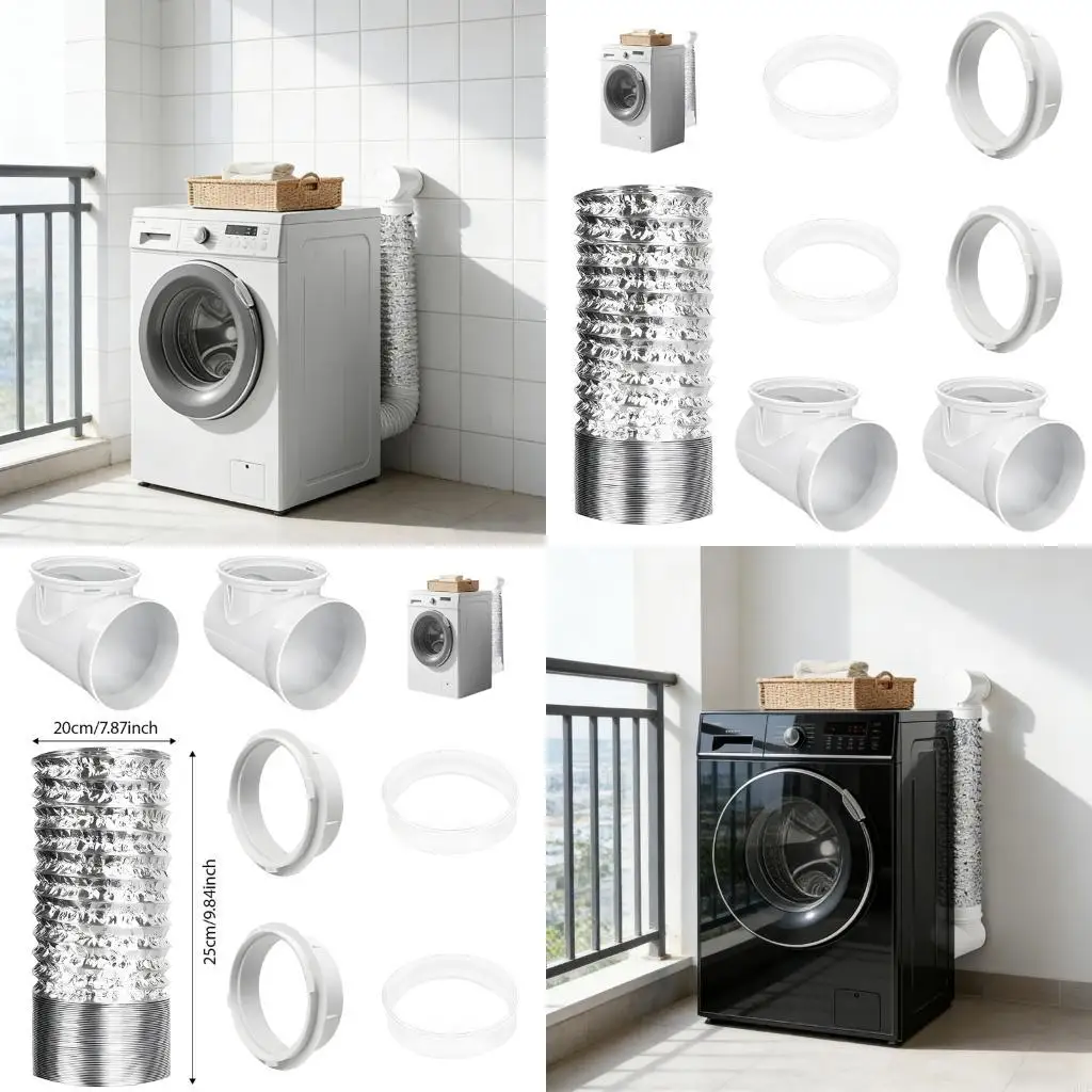 J6PE Practical Dryer Air Fitting 90 Degree Dryer Vent Elbow with Hose Easy to Install