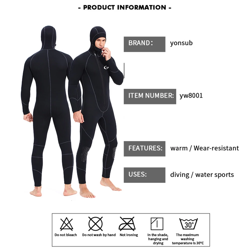 7MM Neoprene Wetsuit One-piece Women Men Long-sleeved Diving Suit Scuba Spearfishing Surfing Warm Swimsuit Equipment