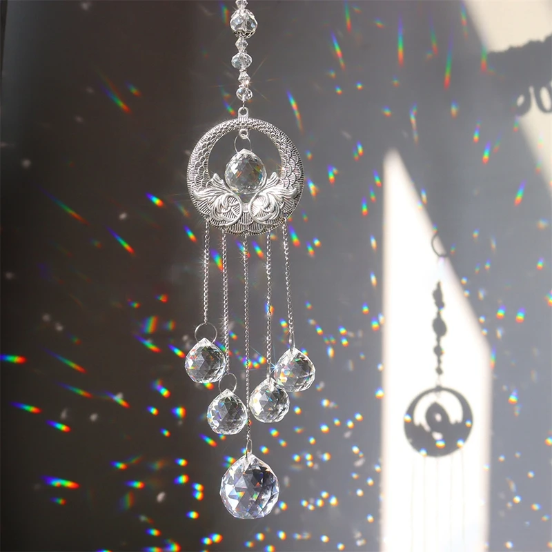 1pWind الرنين sunالماسك كريستال الرياح الدقات حديقة المنزل Suncatcher كريستال معلقة قلادة ديكور المنزل نافذة قطرة جرس 2026