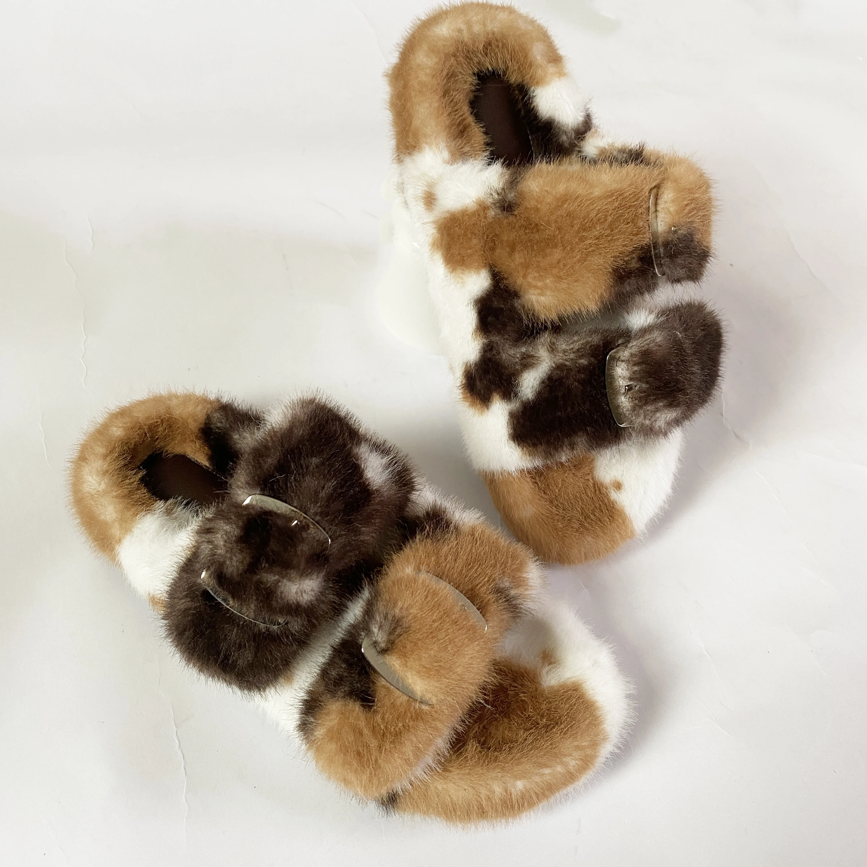 Women's Sandals Slippers Luxury Faux Mink Fur Slipper Mules Shoes for Woman Slides Flats Comfortable Indoor Outdoor Fur Slippers view 5