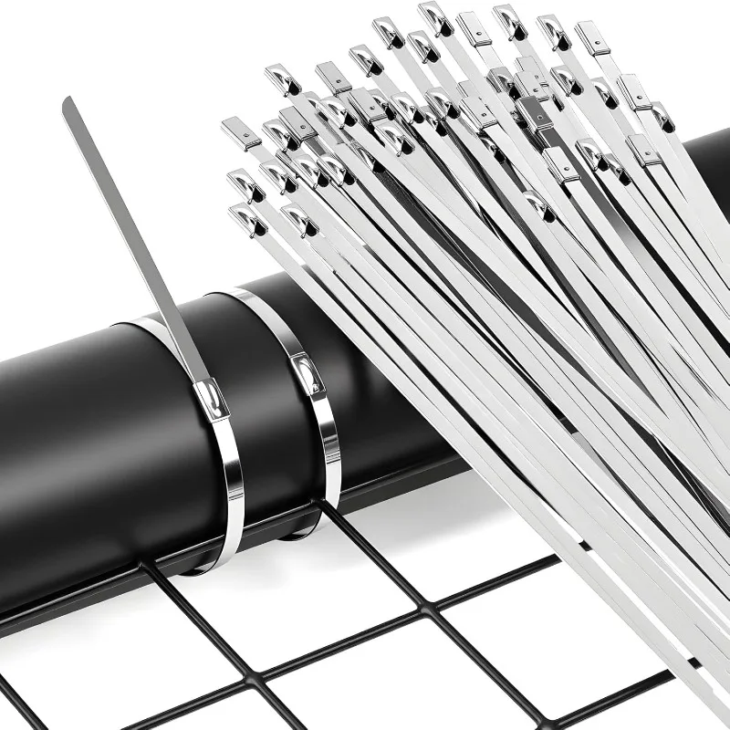 Metal Self Locking Cable Ties Strap Reusable Heavy Duty Cable Tie Organizer Multifunction Stainless Steel Zip Ties Fastener Tool