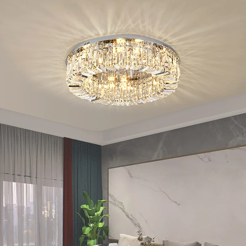 

LED simple modern living room, new light luxury round luxury sense of luxury main crystal ceiling lamp