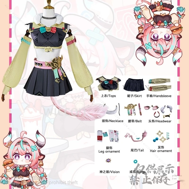 Varesa 코스프레 란제리 애니메이션 게임 GENSHIN IMPACT 섹시한 뜨거운 의상 드레스 Jirai Kei Lolita Y2K 가발 여성용 맞춤형