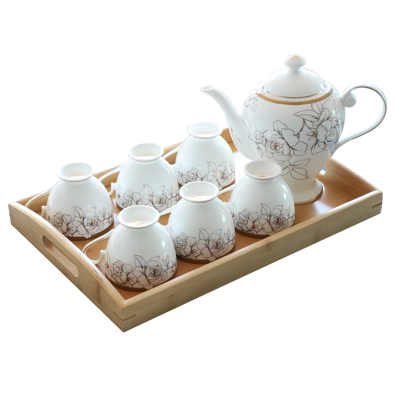 8pcs Set. Fine Bone China Espresso Cups Set, Porcelain Gold Floral Tea Coffee Cup Set Party, Vintage Service a Cafe