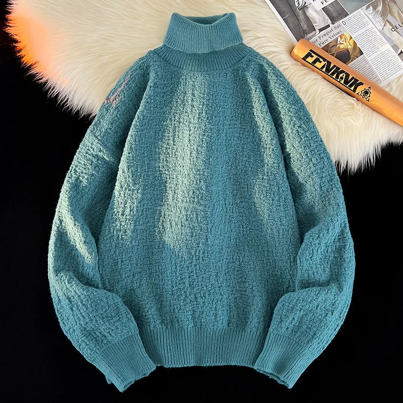 Kaos Rajut Slim Fit Kerah Tinggi Kasual Terbaru, Atasan Dalaman, Sweater Musim Semi Gugur Pria Wanita, Fashion Basic, Sweatshirt Rajut Lengan Panjang