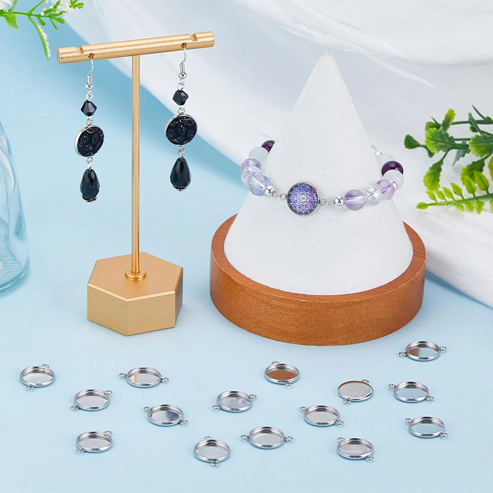 100개 스테인리스 스틸 카보숑 커넥터 세팅 실버 라운 - Bezels Set Pendant 리뷰 및 가격