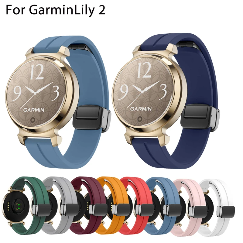 Magnetic buckle Strap for Garmin Lily 2 Classic Band Outdoor Silicone Man Bracelet Strap Women Strap for Garmin Lily 2 14mm