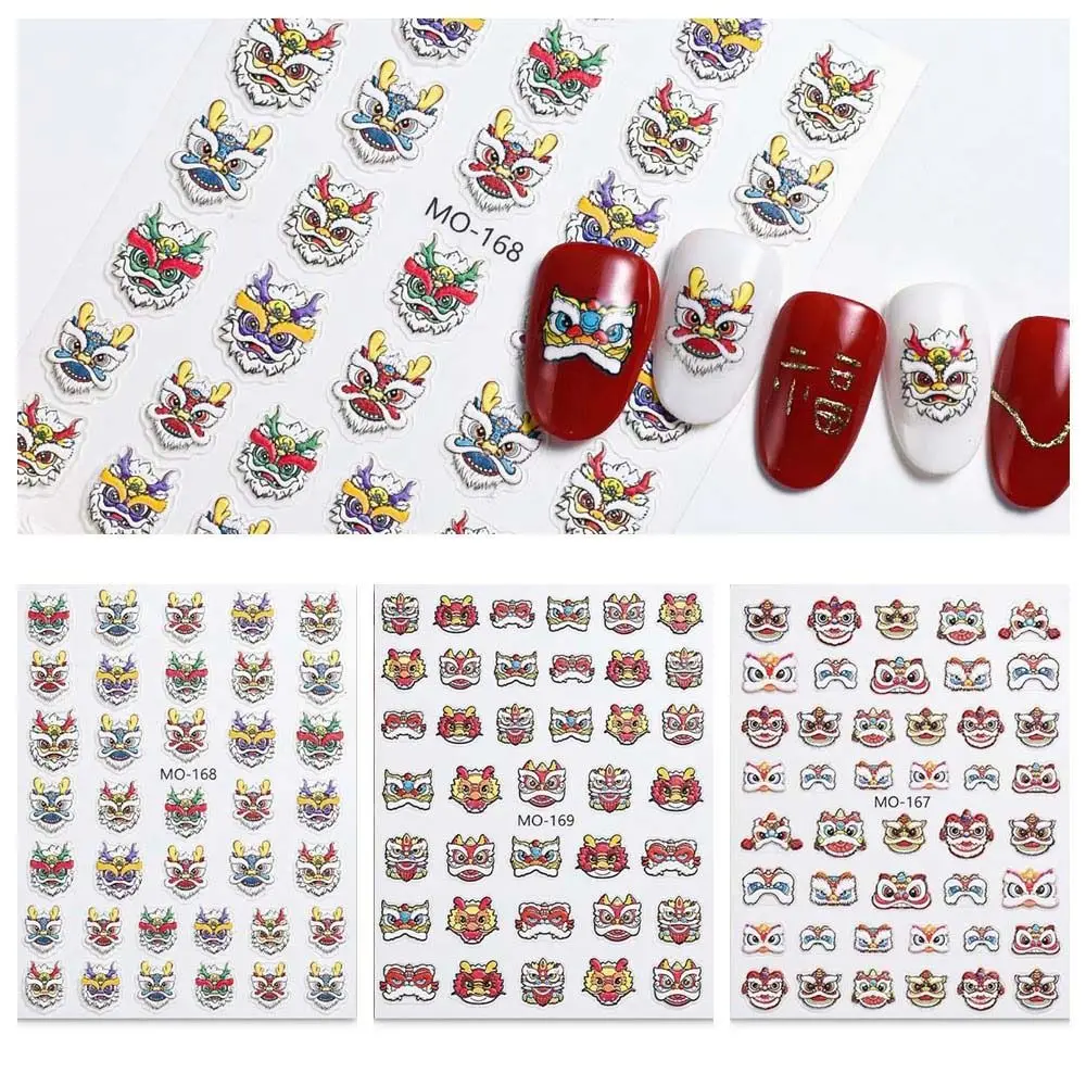 New Year Nail Charms Lion Awakening Nail Stickers Manicure Ornaments Nail Accessories Dragon Nail Decals Cartoon Dragon