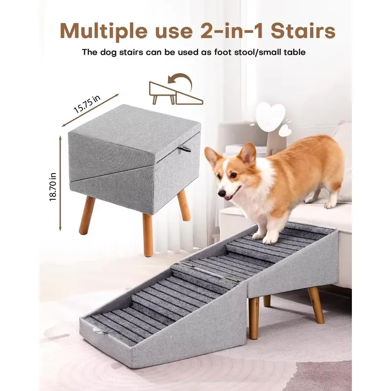 Applicable to ZMaker 2 In 1 Pet Tread And Footstool Foldable Dog Stairs Non Slip Wooden Steps For Sofa Split Design Portable