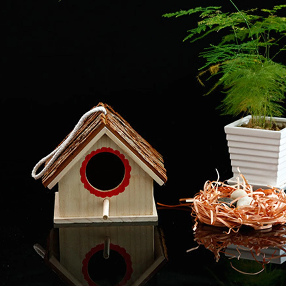 

Bird Cage House Nest Nests for Cages Small Decor Rustic Wood Birdcage Pet Manual