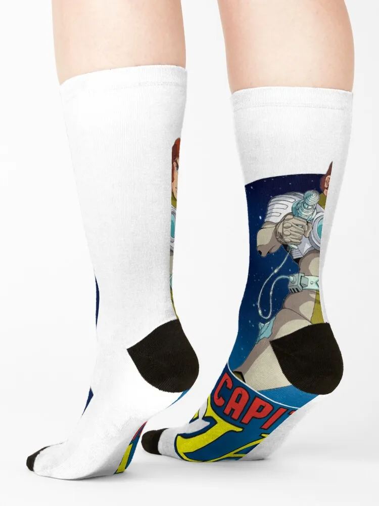 Capitaine Flam (Captain Future) Socks Stockings compression luxury Non-slip retro Socks Women Men's