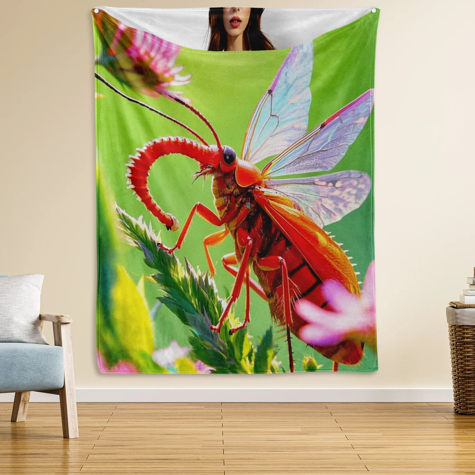 

Vibrant Red Fantasy Insect Pattern Blanket Adds Artistic Touch To Home Decor Perfect Gift For Loved Ones