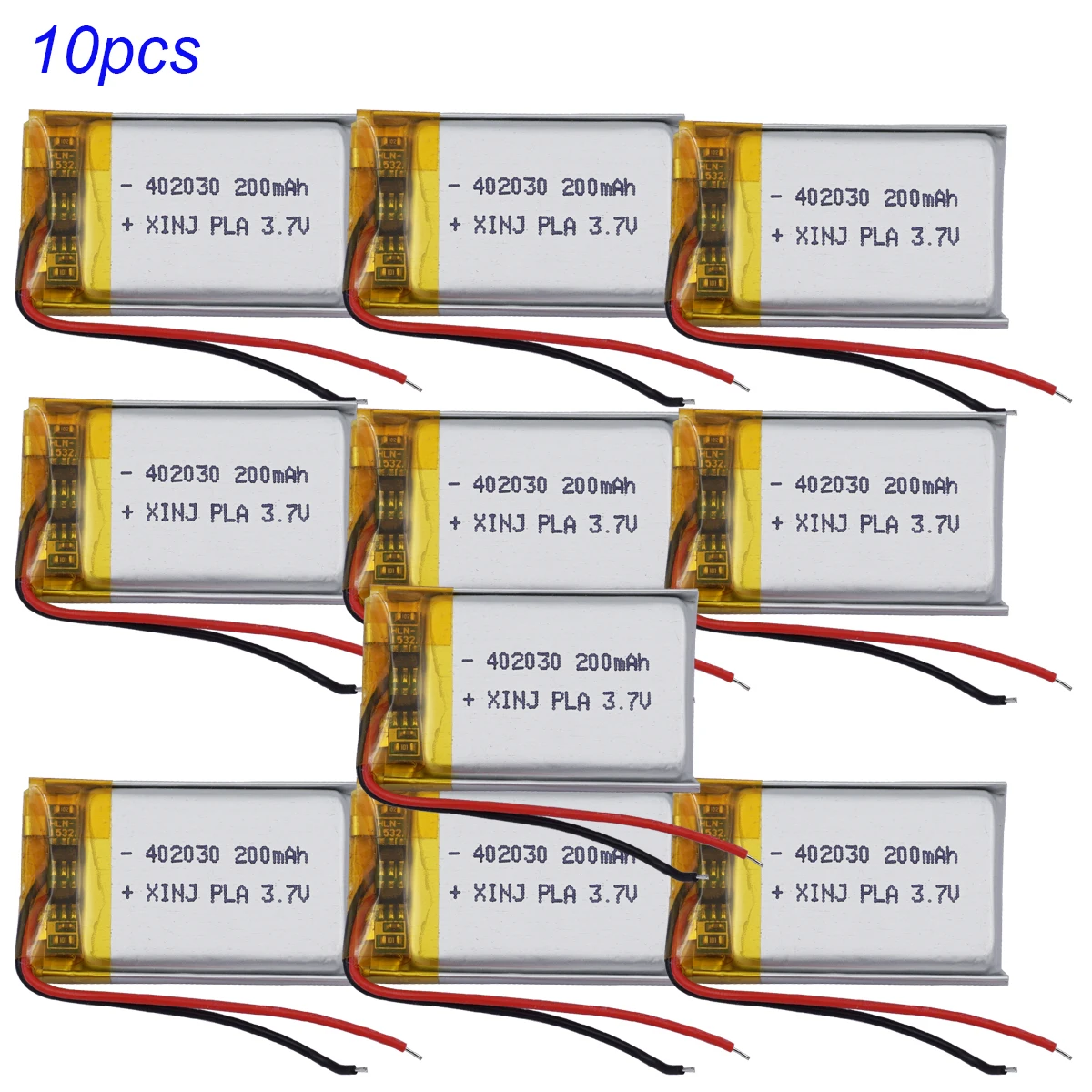 

10Pcs 3.7V 200mAh 0.74Wh 402030 Rechargeable Replacement Lipo Battery Li-ion For Sat Nav Bluetooth Speaker LED Driving Recorder