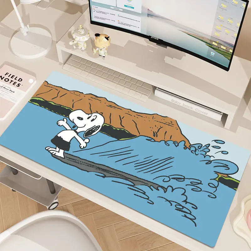 Snoopy cartoon mouse pad de grandes dimensões bonito xxl tapete de mesa de jogo escritório mousepads 800x300mm dormitório mouse pad acessórios do computador