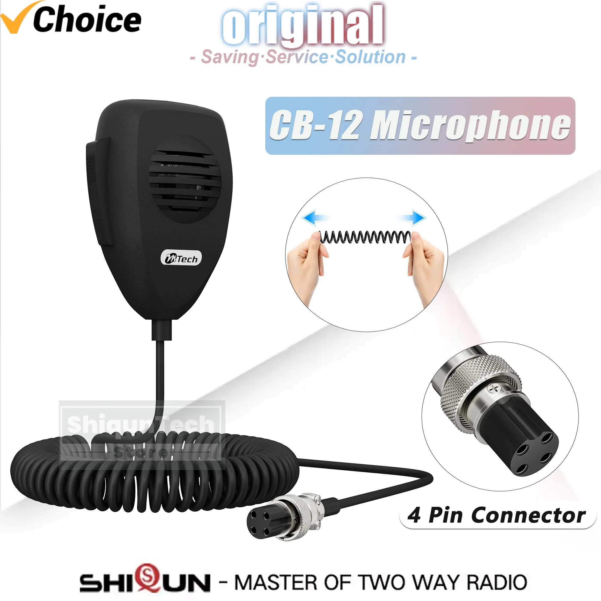 CB-12 Microphone CB 12 Mobile Radio Speaker 4 Pin Connector For Car CB Radio Compatible with Cobra PR550 146 GTL 148 GTL 19ULTRA