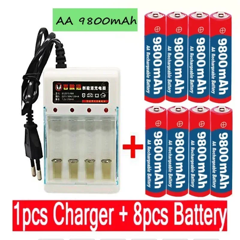 2024 new AA 9800mah 1.5V rechargeable battery+charger alkaline suitable for toy LED lights, MP3, etc