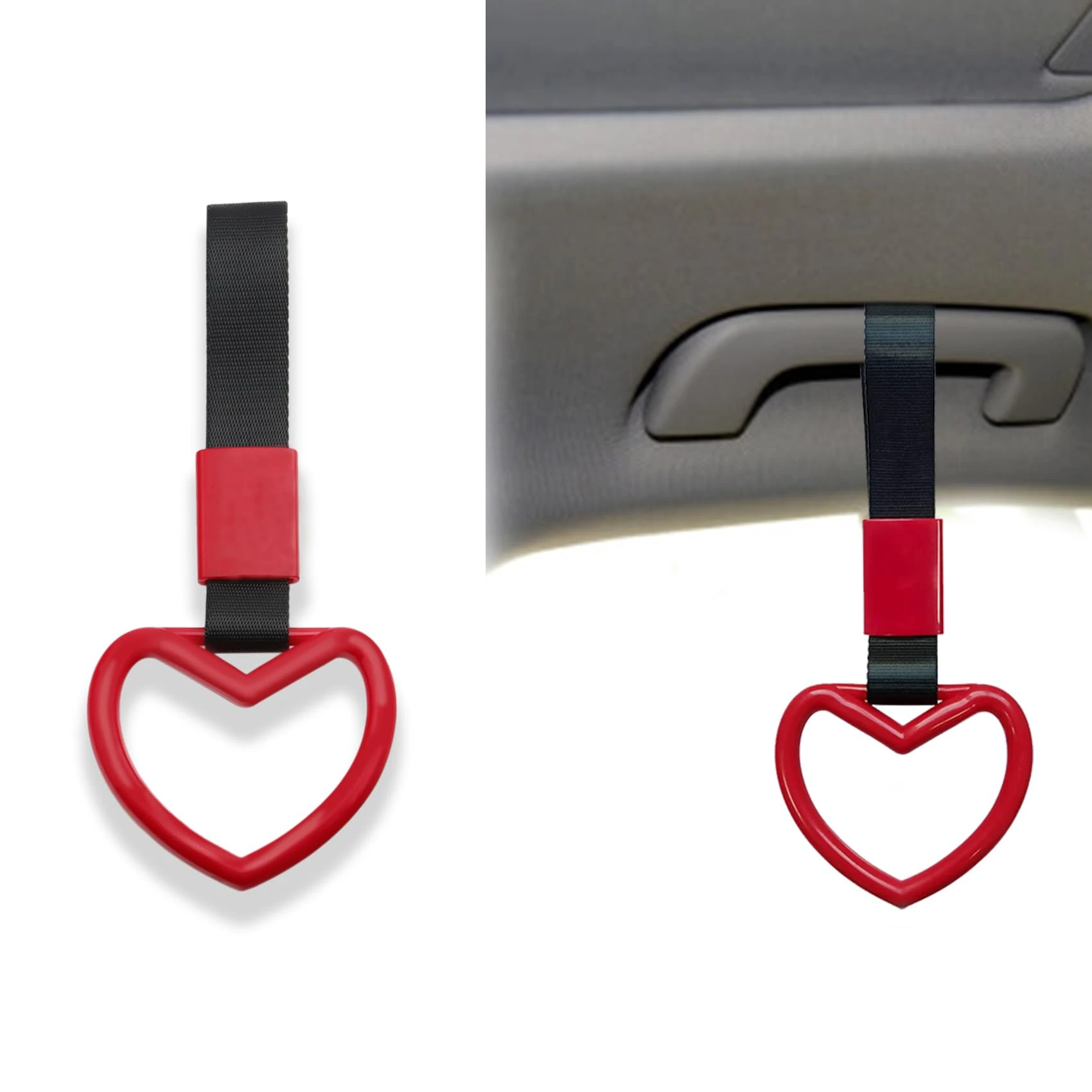 1pc PVC Tow Rope Heart Ring Car Tow Decoration Belt Train Bus Handle Hand Strap Drift Charm Strap Drift Front Tow Hook