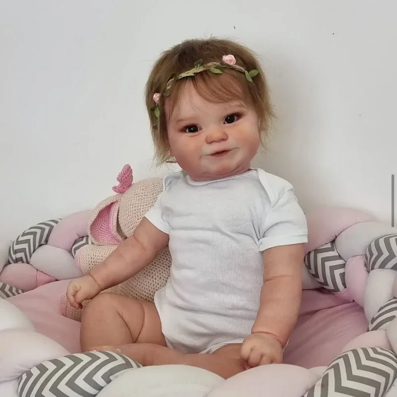 48CM Already Finished Reborn Maddie Smile Baby Hand-Detailed Painting with Visible Veins Lifelike Newborn Baby Reborn Dolls Toys