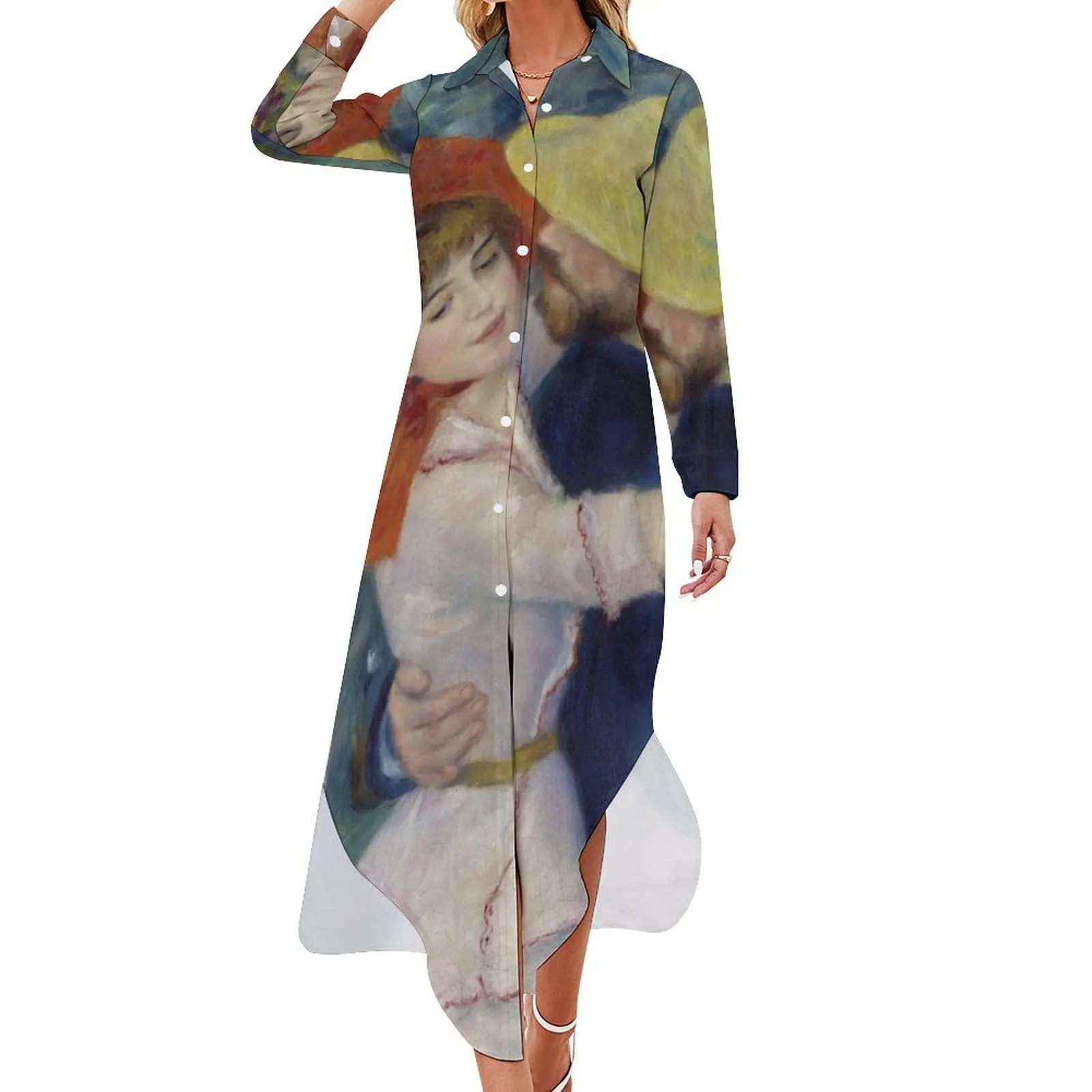 

Dance At Bougival - Pierre-Auguste Renoir Long Sleeved Shirt Dress Dress for pregnant women dress summer 2024 women