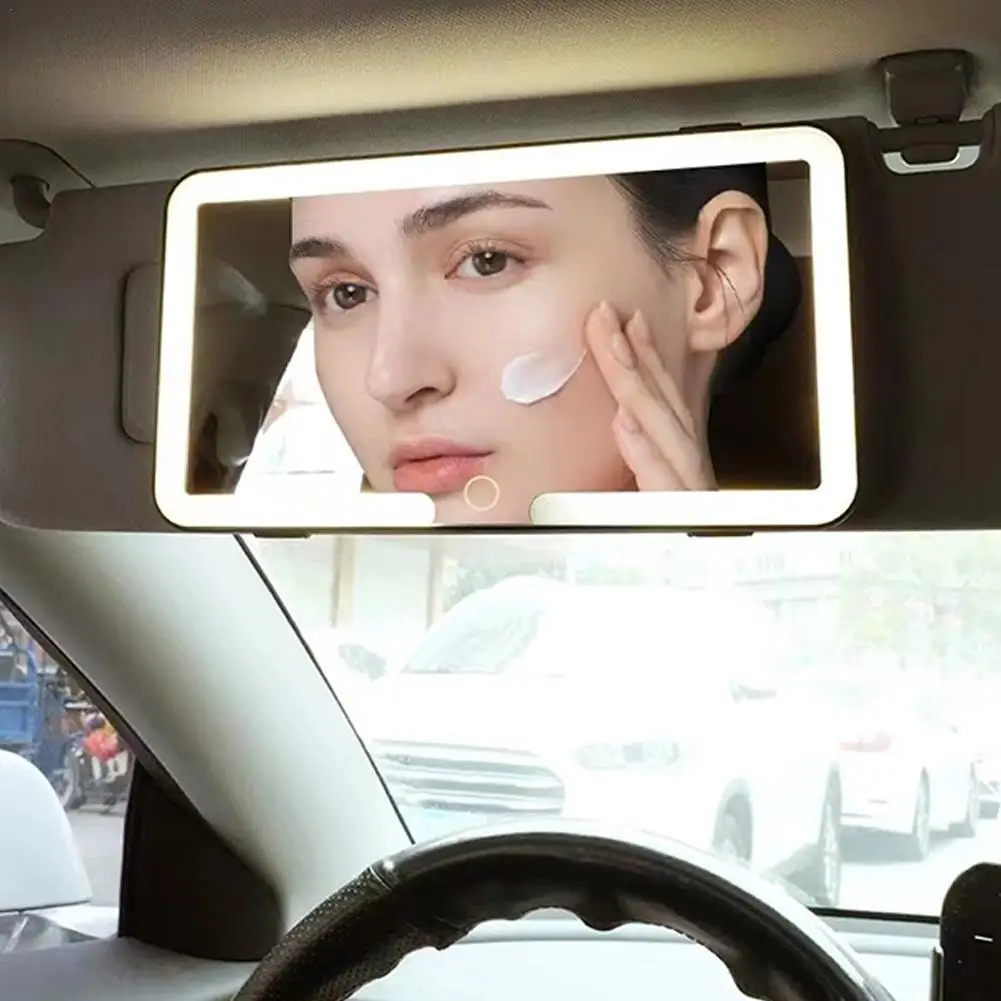 

Car Sun Visor Makeup Mirror With LED Lights Brightness Adjustable Touch Screen Control Vanity Mirror For Auto Interior Mirror