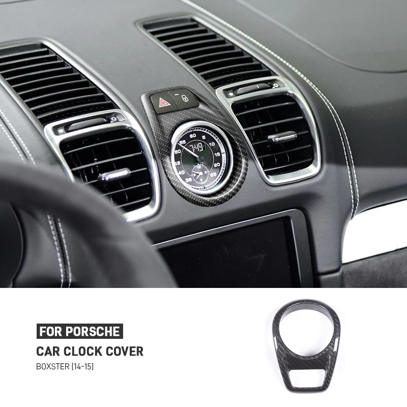 

Real Carbon Fiber Car Central Control Clock Trim Cover Decorative Sticker Car Interior Accessories For Porsche Boxster 2014-2015