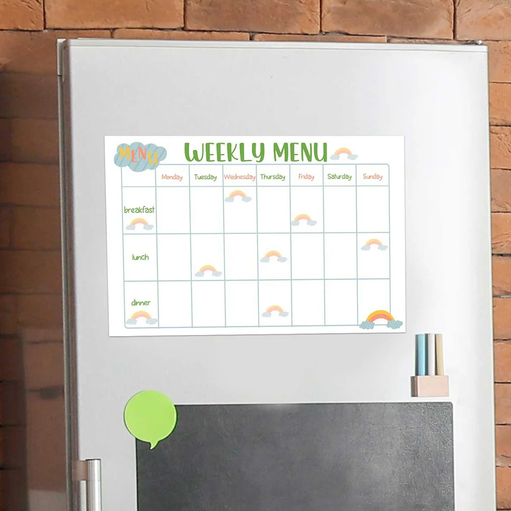 مخطط الوجبات الأسبوعي، لوحة قائمة الثلاجة المغناطيسية للثلاجة ذات المسح الجاف للسبورة البيضاء PVC #3